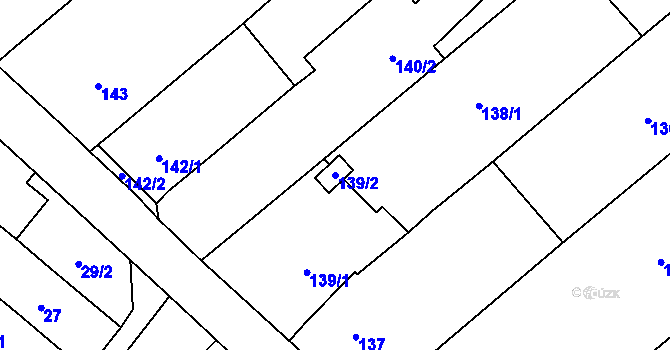 Parcela st. 139/2 v KÚ Ostrovačice, Katastrální mapa