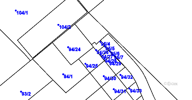 Parcela st. 94/26 v KÚ Ostrovačice, Katastrální mapa
