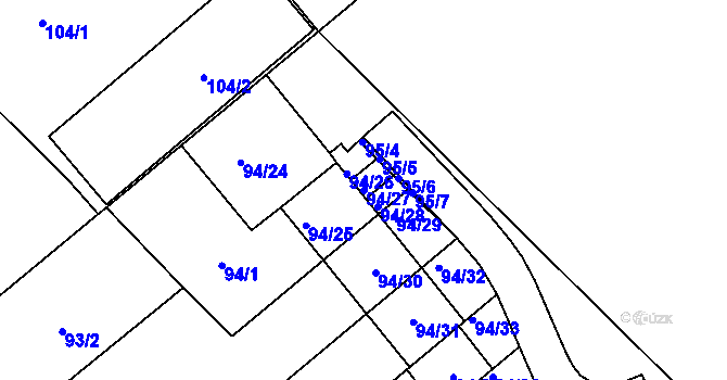 Parcela st. 94/27 v KÚ Ostrovačice, Katastrální mapa