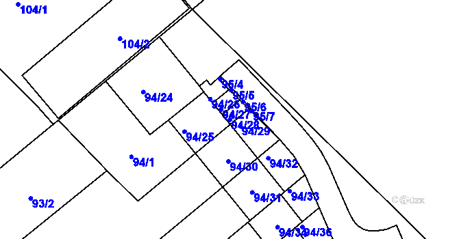 Parcela st. 94/28 v KÚ Ostrovačice, Katastrální mapa