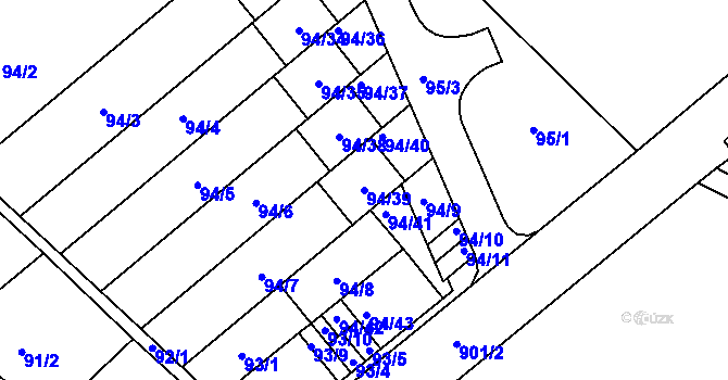 Parcela st. 94/39 v KÚ Ostrovačice, Katastrální mapa