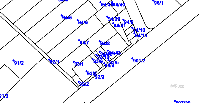 Parcela st. 94/42 v KÚ Ostrovačice, Katastrální mapa
