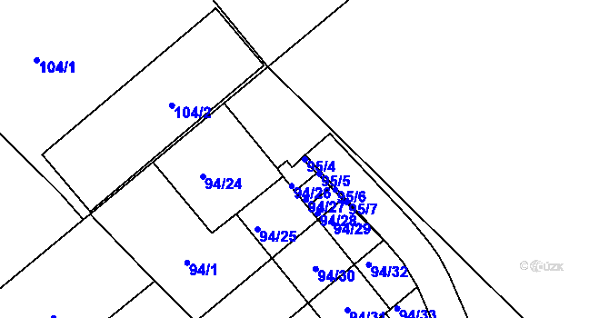 Parcela st. 95/4 v KÚ Ostrovačice, Katastrální mapa