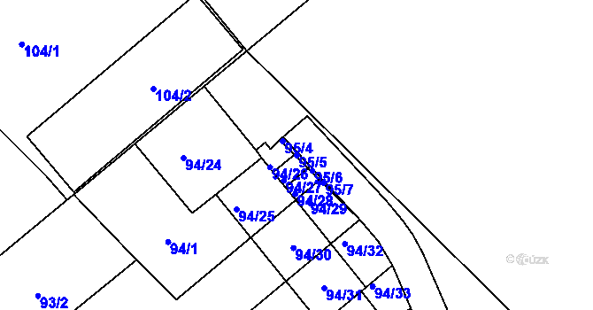 Parcela st. 95/5 v KÚ Ostrovačice, Katastrální mapa
