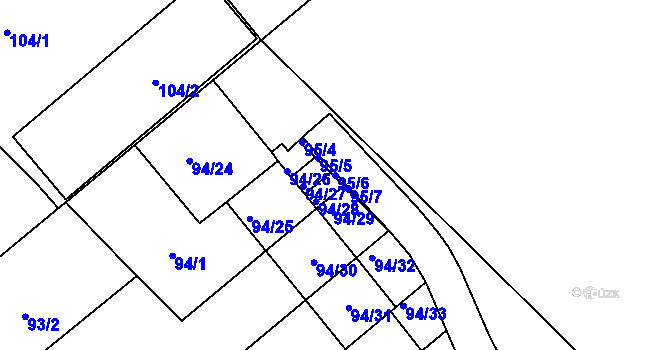 Parcela st. 95/6 v KÚ Ostrovačice, Katastrální mapa
