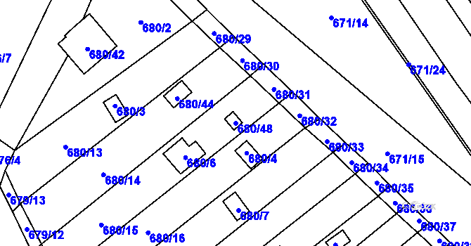 Parcela st. 680/48 v KÚ Ostrovačice, Katastrální mapa