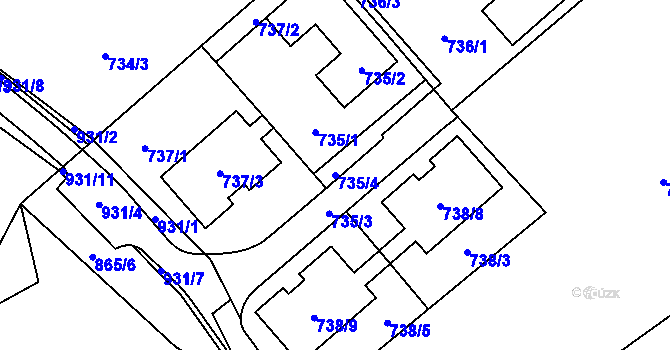 Parcela st. 735/4 v KÚ Ostrovačice, Katastrální mapa