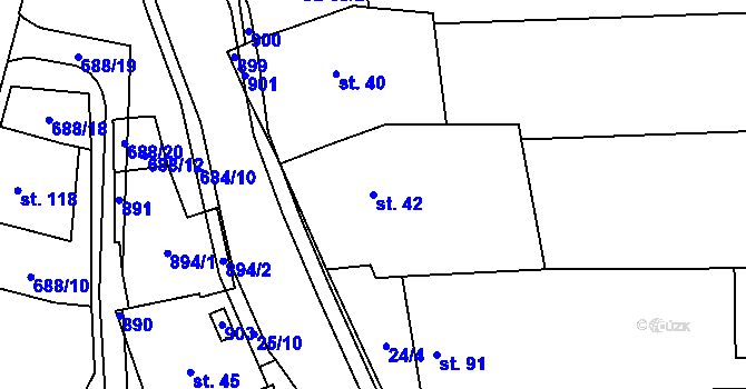 Parcela st. 42 v KÚ Ostrovánky, Katastrální mapa