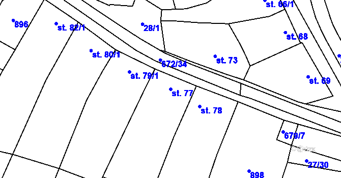 Parcela st. 77 v KÚ Ostrovánky, Katastrální mapa