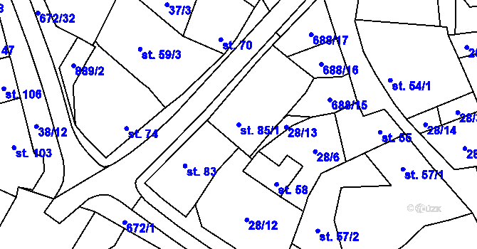 Parcela st. 85/1 v KÚ Ostrovánky, Katastrální mapa