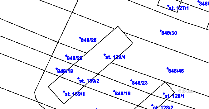 Parcela st. 139/4 v KÚ Ostrovánky, Katastrální mapa