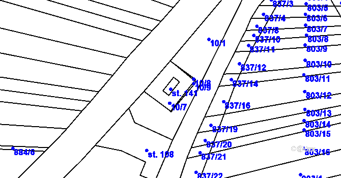 Parcela st. 141 v KÚ Ostrovánky, Katastrální mapa