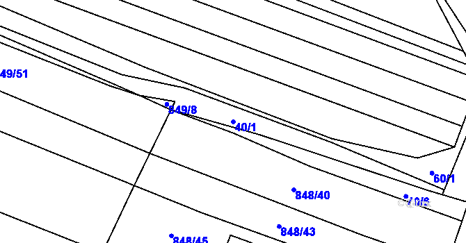 Parcela st. 40/1 v KÚ Ostrovánky, Katastrální mapa