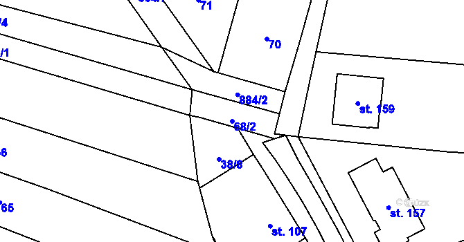 Parcela st. 68/2 v KÚ Ostrovánky, Katastrální mapa