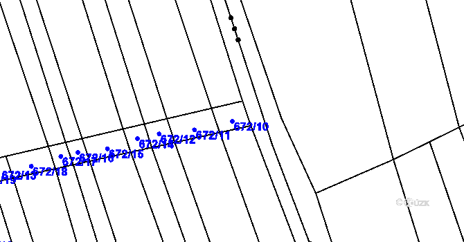 Parcela st. 672/10 v KÚ Ostrovánky, Katastrální mapa