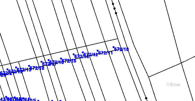 Parcela st. 672/11 v KÚ Ostrovánky, Katastrální mapa