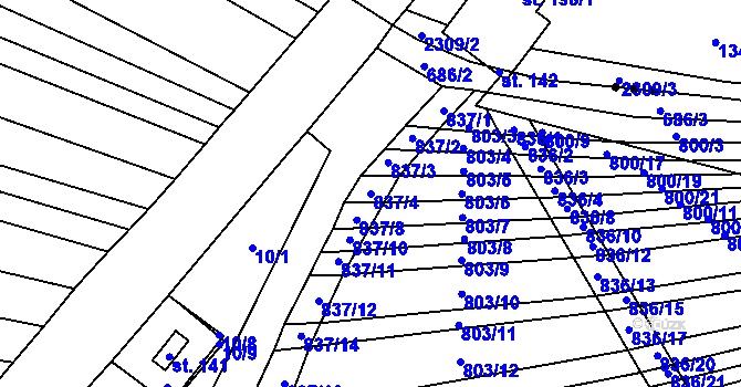 Parcela st. 837/4 v KÚ Ostrovánky, Katastrální mapa