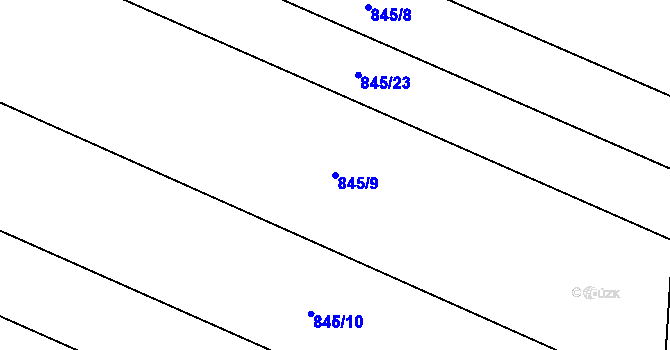 Parcela st. 845/9 v KÚ Ostrovánky, Katastrální mapa