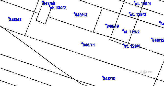 Parcela st. 848/11 v KÚ Ostrovánky, Katastrální mapa