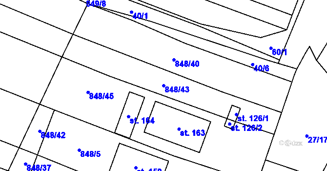 Parcela st. 848/43 v KÚ Ostrovánky, Katastrální mapa