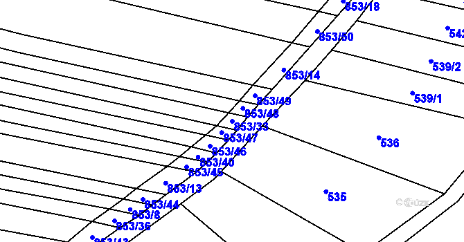 Parcela st. 853/33 v KÚ Ostrovánky, Katastrální mapa