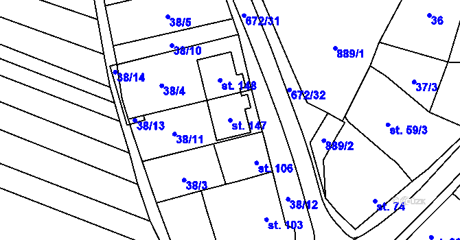 Parcela st. 147 v KÚ Ostrovánky, Katastrální mapa