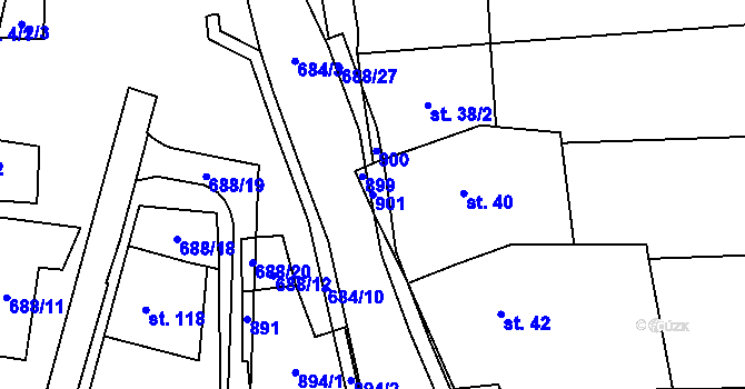 Parcela st. 901 v KÚ Ostrovánky, Katastrální mapa