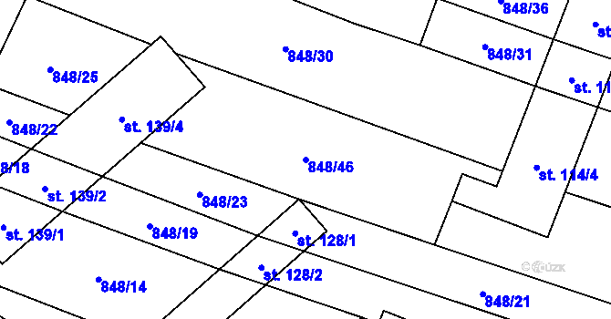 Parcela st. 848/46 v KÚ Ostrovánky, Katastrální mapa