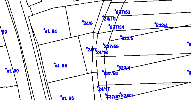 Parcela st. 24/18 v KÚ Ostrovánky, Katastrální mapa