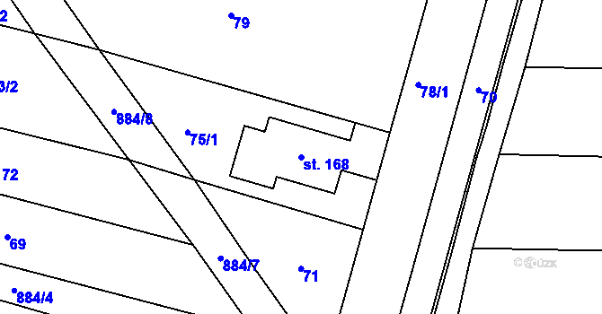 Parcela st. 168 v KÚ Ostrovánky, Katastrální mapa
