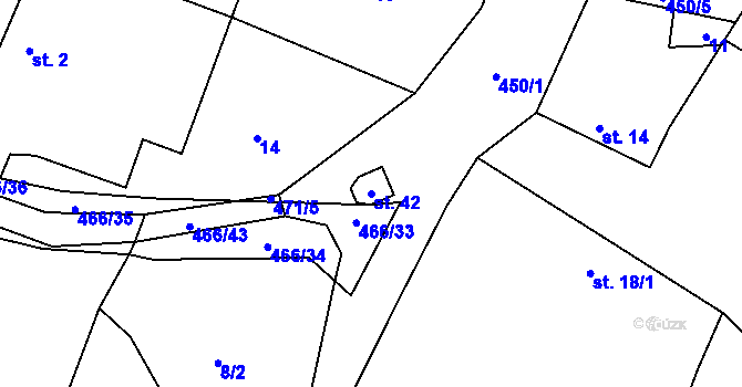 Parcela st. 42 v KÚ Dědovice, Katastrální mapa