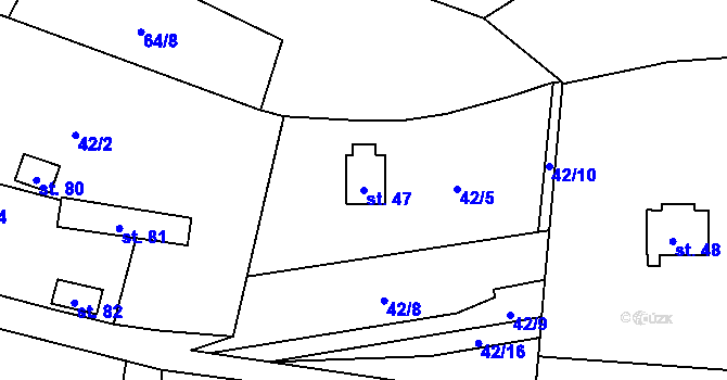 Parcela st. 47 v KÚ Dědovice, Katastrální mapa