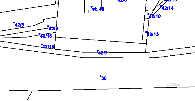 Parcela st. 42/7 v KÚ Dědovice, Katastrální mapa