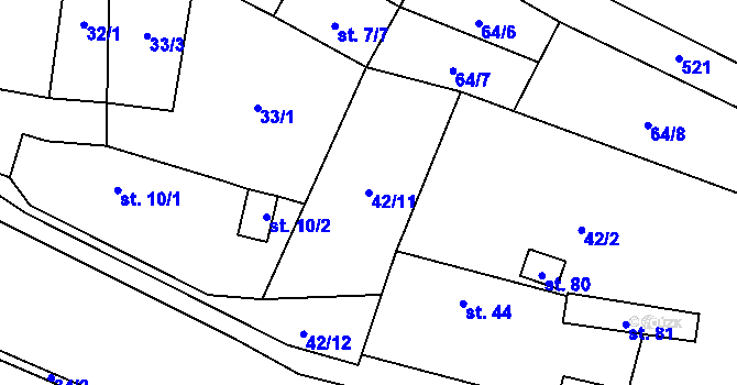 Parcela st. 42/11 v KÚ Dědovice, Katastrální mapa