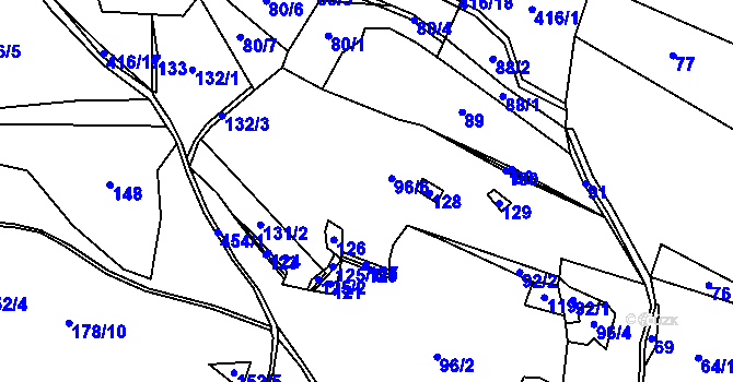 Parcela st. 96 v KÚ Dědovice, Katastrální mapa