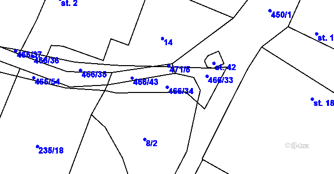Parcela st. 466/34 v KÚ Dědovice, Katastrální mapa