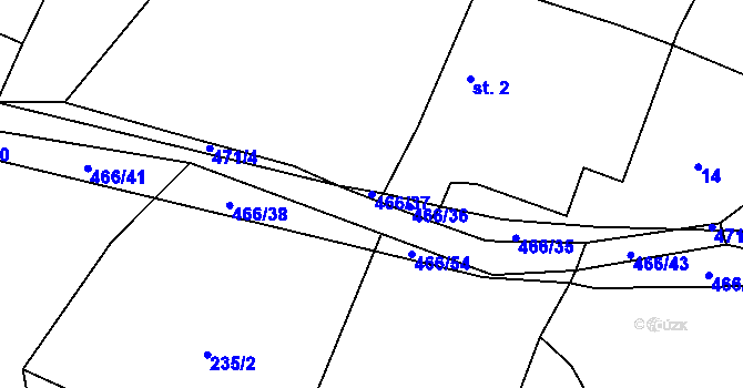 Parcela st. 466/37 v KÚ Dědovice, Katastrální mapa
