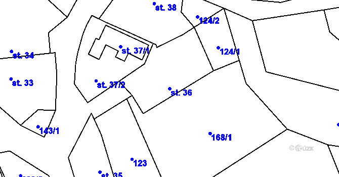 Parcela st. 36 v KÚ Dolní Ostrovec, Katastrální mapa