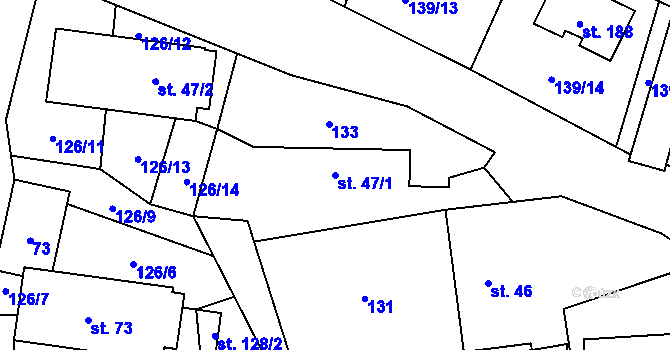 Parcela st. 47/1 v KÚ Dolní Ostrovec, Katastrální mapa