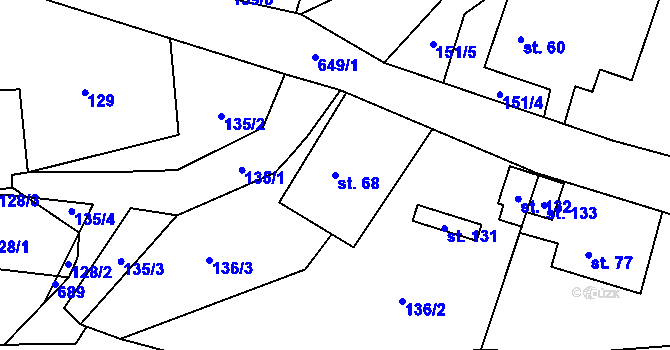 Parcela st. 68 v KÚ Dolní Ostrovec, Katastrální mapa