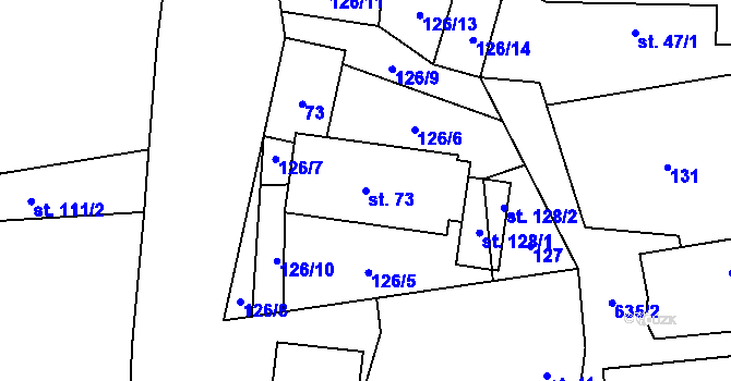 Parcela st. 73 v KÚ Dolní Ostrovec, Katastrální mapa