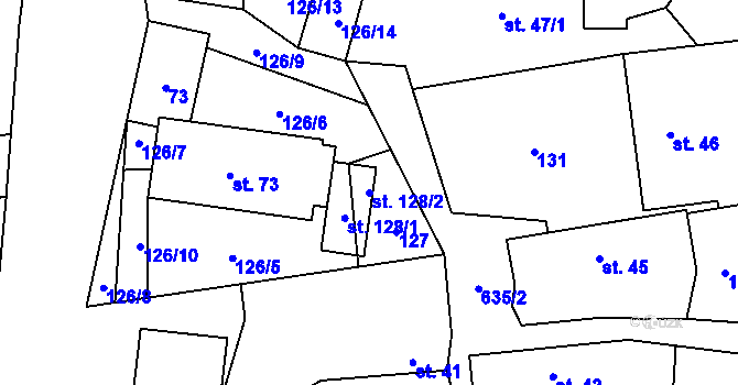 Parcela st. 128/2 v KÚ Dolní Ostrovec, Katastrální mapa