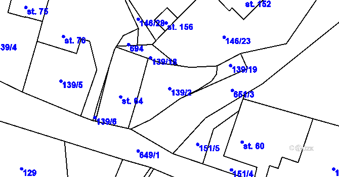 Parcela st. 139/2 v KÚ Dolní Ostrovec, Katastrální mapa