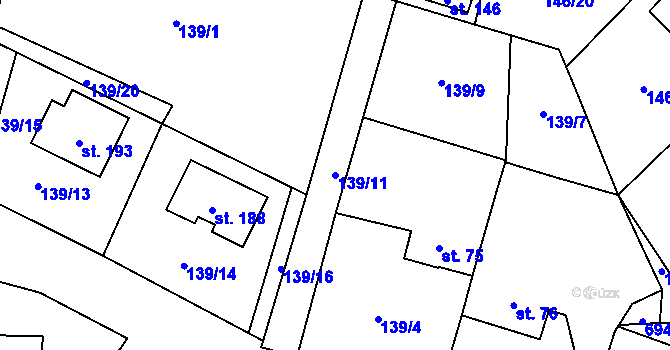 Parcela st. 139/11 v KÚ Dolní Ostrovec, Katastrální mapa