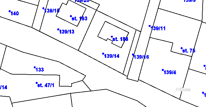 Parcela st. 139/14 v KÚ Dolní Ostrovec, Katastrální mapa