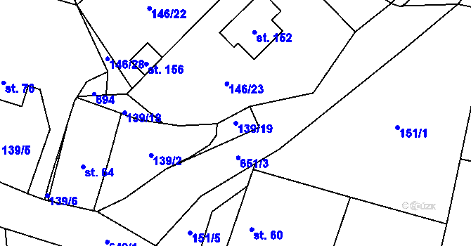 Parcela st. 139/19 v KÚ Dolní Ostrovec, Katastrální mapa