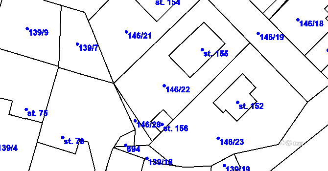Parcela st. 146/22 v KÚ Dolní Ostrovec, Katastrální mapa