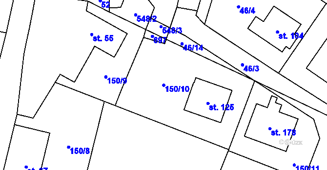 Parcela st. 150/10 v KÚ Dolní Ostrovec, Katastrální mapa