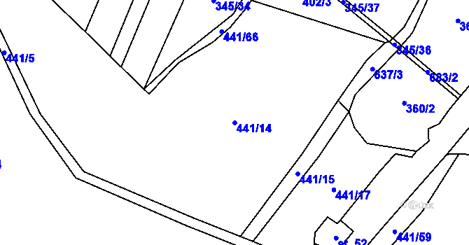 Parcela st. 441/14 v KÚ Dolní Ostrovec, Katastrální mapa