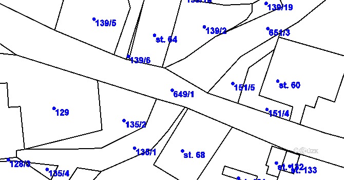 Parcela st. 649/1 v KÚ Dolní Ostrovec, Katastrální mapa
